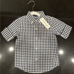 **NEW WITH TAGS** Janie and Jack Black and White Plaid Button-Down Shirt